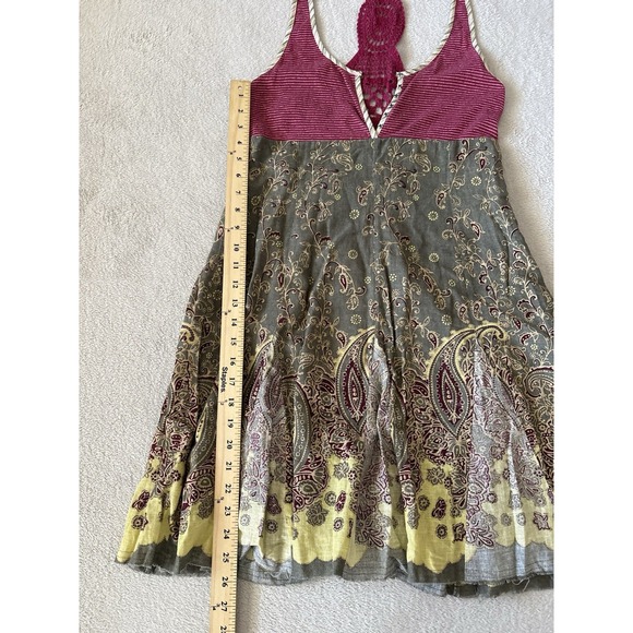 Vintage Free People Women's Size 6 Crochet Racerback Knee Length A-Line Dress - Picture 3 of 9